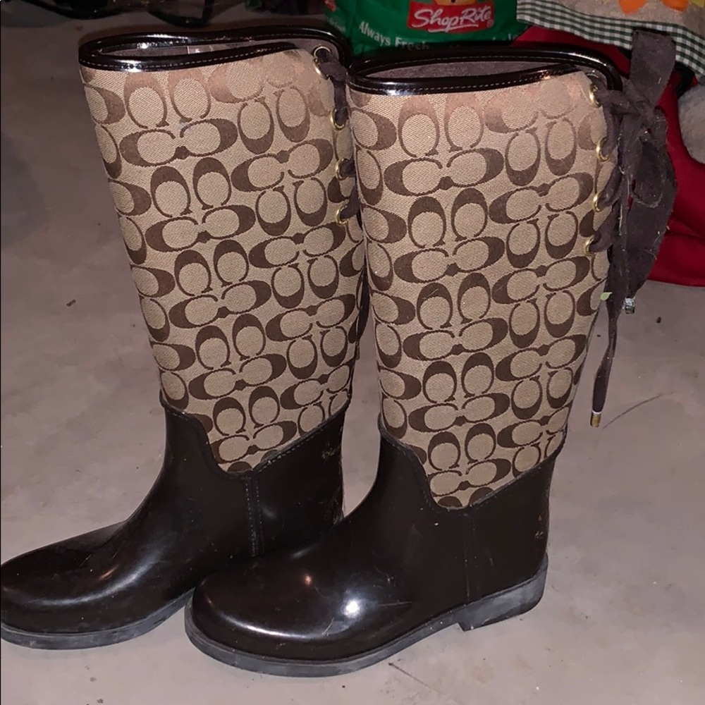 lace up coach rain boots